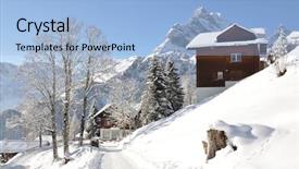  Presentation with famous moroccan koutoubia mosque minaret - Slides enhanced with spruce tree - braunwald famous swiss skiing resort background and a  colored foreground