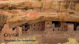  Presentation with native american indian - Audience pleasing theme consisting of spruce tree house cliff dwelling backdrop and a coral colored foreground