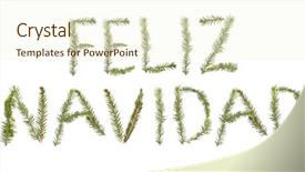  Presentation with spruce - Cool new PPT layouts with spruce twigs forming the phrase 'feliz navidad' isolated on white backdrop and a cream colored foreground