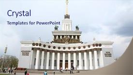  Presentation with exhibition - PPT layouts featuring sputnik - moscow exhibition vdnh background and a  colored foreground