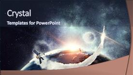  Presentation with rocket - Audience pleasing PPT theme consisting of sputnik - rocket flying in space mixed backdrop and a navy blue colored foreground