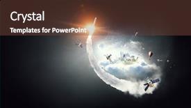  Presentation with rocket - Slide deck consisting of sputnik - rocket flying in space mixed background and a tawny brown colored foreground