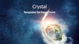  Presentation with rocket - Colorful PPT theme enhanced with sputnik - rocket flying in space mixed backdrop and a navy blue colored foreground