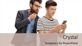  Presentation with teenage - Audience pleasing slide set consisting of spy - concerned father looking backdrop and a mint green colored foreground