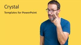  Presentation with eye - Beautiful PPT layouts featuring spy - handsome middle age hoary senior backdrop and a yellow colored foreground