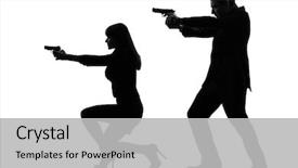  Presentation with secret agent - Colorful PPT theme enhanced with spy - one caucasian man detective secret backdrop and a light gray colored foreground