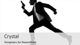  Presentation with running - Theme enhanced with spy - one caucasian man running background and a light gray colored foreground