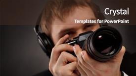  Presentation with spy man - Audience pleasing PPT theme consisting of spy with camera backdrop and a tawny brown colored foreground