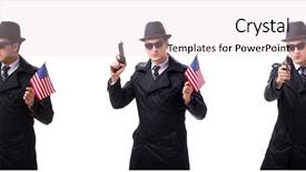  Presentation with spy man - Audience pleasing presentation consisting of spy with handgun and usa backdrop and a lemonade colored foreground