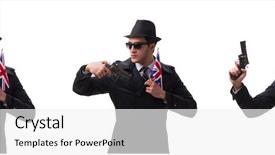  Presentation with spy man - Colorful theme enhanced with spy with handgun and usa backdrop and a white colored foreground