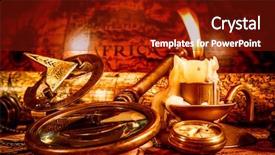  Presentation with vintage compass - PPT theme featuring spyglass lie on an old background and a tawny brown colored foreground