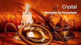  Presentation with old paper pen - PPT theme featuring spyglass lie on an old background and a crimson colored foreground