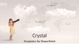  Presentation with airplane - Theme enhanced with spyglass to airplane and map background and a  colored foreground