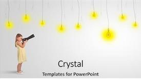  Presentation with cute - PPT theme consisting of spyglass to lighting bulb background and a white colored foreground