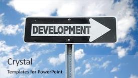  Presentation with sql - Cool new slide set with sql - development direction sign with sky backdrop and a light blue colored foreground