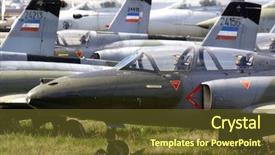  Presentation with fighter planes - Colorful theme enhanced with squadron - abandoned jet fighter planes backdrop and a tawny brown colored foreground