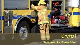  Presentation with firefighter - Audience pleasing presentation theme consisting of squadron - firefighter getting gear backdrop and a violet colored foreground