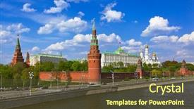  Presentation with it architecture - Colorful slide set enhanced with red square - kremlin in moscow russia backdrop and a tawny brown colored foreground
