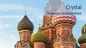 Presentation with russia - Presentation design consisting of red square - saint basil's cathedral in moscow background and a light blue colored foreground