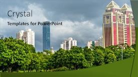  Presentation with china - Cool new PPT theme with square-and-building-in-city backdrop and a light blue colored foreground