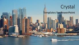  Presentation with boat river - Cool new PPT layouts with square background - new york city skyline backdrop and a light blue colored foreground