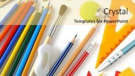  Presentation with educational - Presentation design enhanced with square circle triangle - educational tools set on white background and a blonde colored foreground