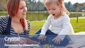  Presentation with kindergarten shapes - Colorful slide deck enhanced with square circle triangle - mother and daughter playing backdrop and a ocean colored foreground