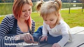  Presentation with triangle - Beautiful theme featuring square circle triangle - mother and daughter playing backdrop and a  colored foreground