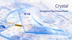  Presentation with triangle - Cool new presentation theme with square circle triangle - plastic rulers closeup backdrop and a sky blue colored foreground