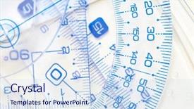  Presentation with triangle - PPT theme featuring square circle triangle - plastic rulers background and a sky blue colored foreground