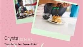  Presentation with happy image - Slide deck consisting of square-image-of-pancake-text background and a lemonade colored foreground