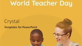  Presentation with campaign - Slides featuring square-image-of-world-teachers background and a yellow colored foreground