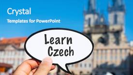  Presentation with learn - PPT theme having square in prague czech republic background and a teal colored foreground