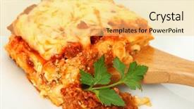  Presentation with food lasagna - Theme enhanced with square of baked lasagna background and a yellow colored foreground