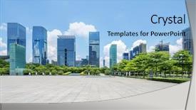  Presentation with square - Slide set featuring the square of shenzhen background and a light blue colored foreground