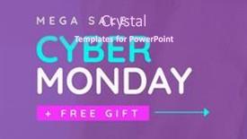  Presentation with campaign - Slide set with square-picture-of-cyber-monday background and a violet colored foreground