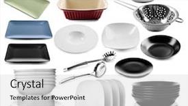  Presentation with white differene - Slides consisting of square round - collage different dishes isolated white background and a light gray colored foreground