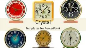  Presentation with vintage clocks - PPT layouts with square round - vintage mechanical wind-up alarm clocks background and a blonde colored foreground