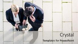  Presentation with computer - Presentation design with square seen in top view background and a light gray colored foreground