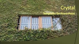  Presentation with house window - Slides consisting of square squareroots - window shutter with ivy background and a tawny brown colored foreground