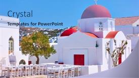  Presentation with greek - Beautiful slide set featuring square-wuth-old-greek-church backdrop and a light blue colored foreground