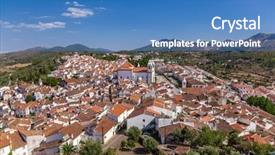  Presentation with catholic history santa maria - Amazing slide set having squares orange - panorama of castelo de vide backdrop and a teal colored foreground