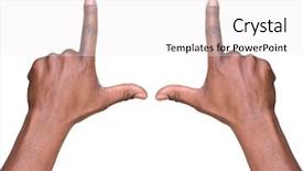  Presentation with frame - Colorful presentation theme enhanced with squares rectangles - hand frame isolated on white backdrop and a white colored foreground