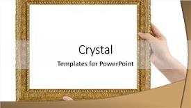  Presentation with wooden floor and gold frame - Presentation enhanced with squares rectangles - wooden picture frame in hands background and a white colored foreground