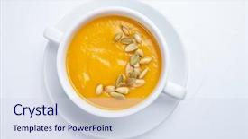  Presentation with cream - Slide deck consisting of squash - pumpkin cream soup background and a sky blue colored foreground