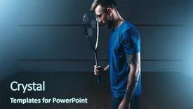  Presentation with game - Audience pleasing slides consisting of squash game concept male player backdrop and a wine colored foreground