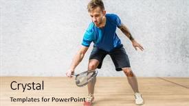  Presentation with training - PPT layouts consisting of squash game training male player background and a lemonade colored foreground