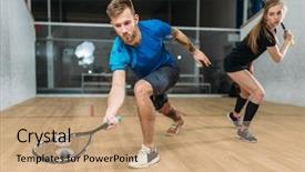  Presentation with training - Slides enhanced with squash game training players background and a coral colored foreground