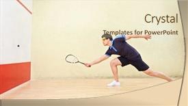  Presentation with court - Theme featuring squash player hiting a ball background and a cream colored foreground