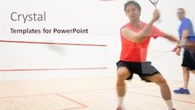  Presentation with court - Colorful presentation theme enhanced with squash-players-in-action backdrop and a sky blue colored foreground
